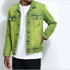RARE Y2K Levi's Vintage Trucker Jacket Neon Slime Green Size M